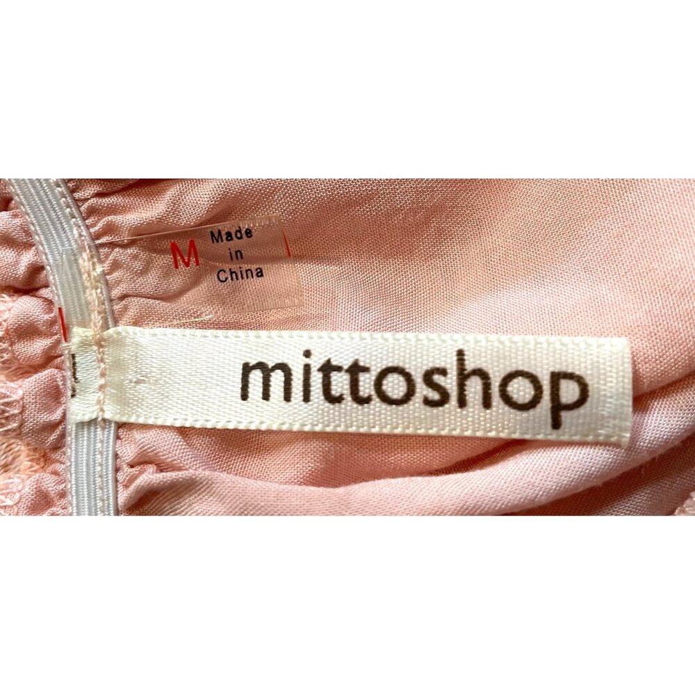 Mittoshop Womens SIze M Peach Short Sleeve Lace Overlay/Lined Shirt - Picture 8 of 10